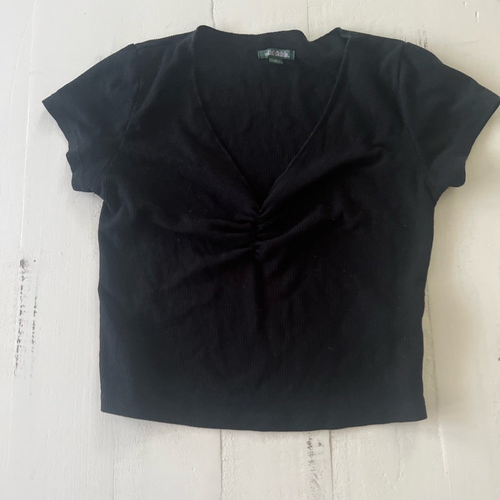 Scrunched Black Crop Top